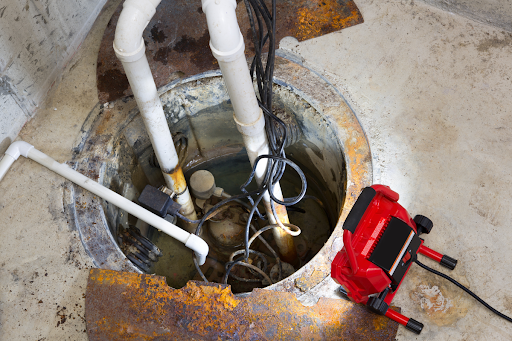 Work being done on open sump pit