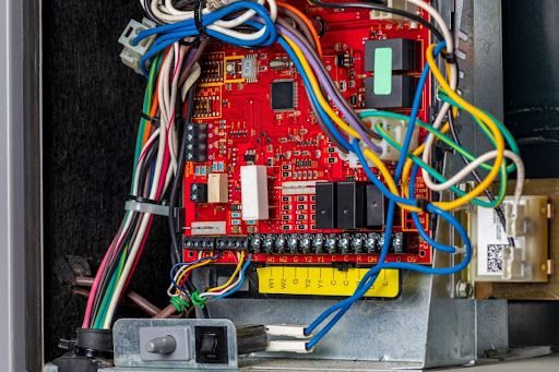 A furnace control board.